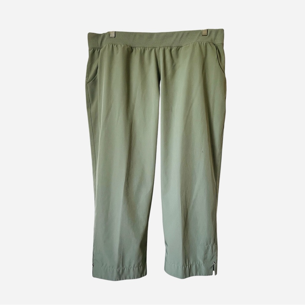 Coral Bay Energy Aloe Green Pull-On Capri Pants Women's 1X Stretch Waist